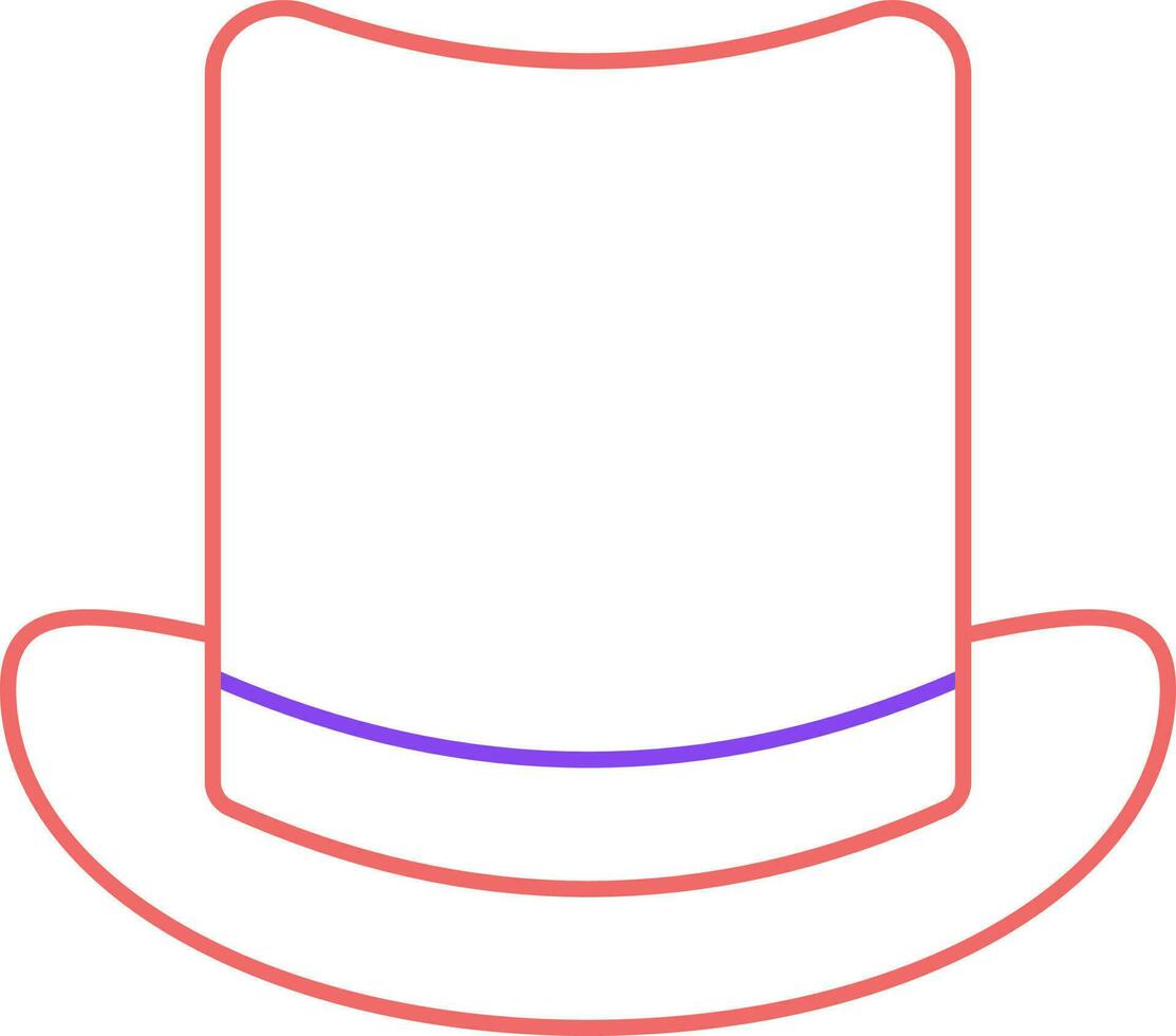 Red And Purple Outline Illustration Of Top Hat Icon. vector