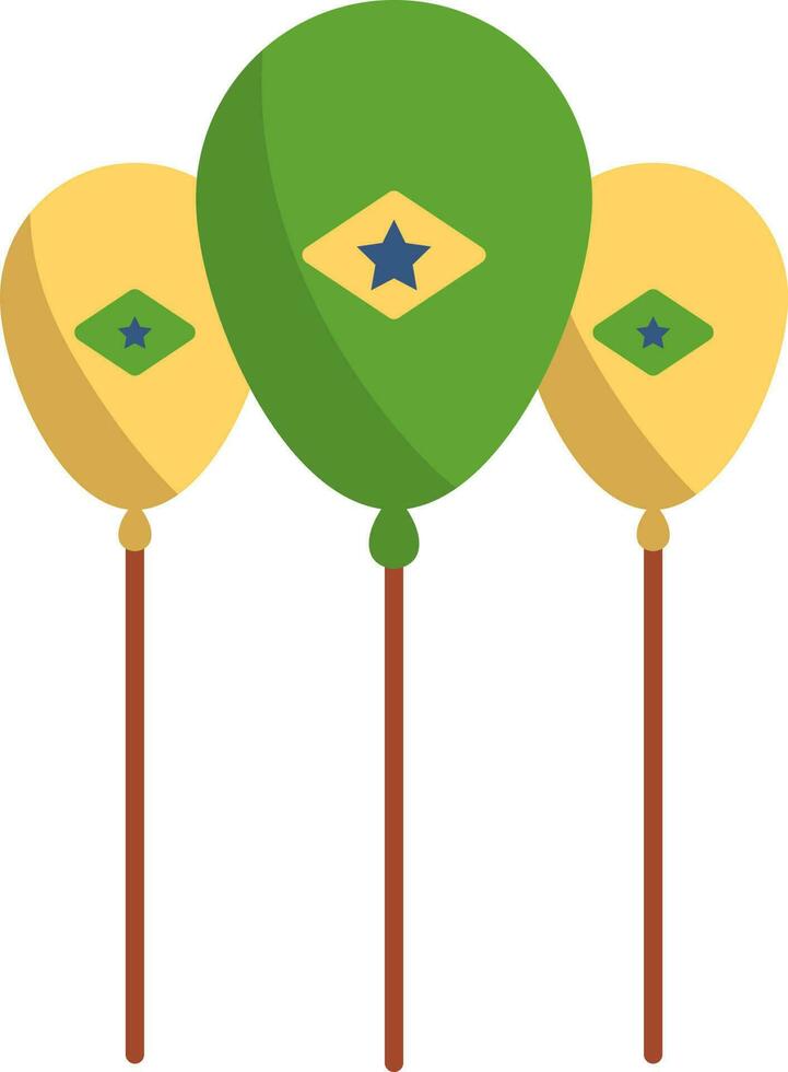 Star Balloons Icon In Green And Yellow Color. vector