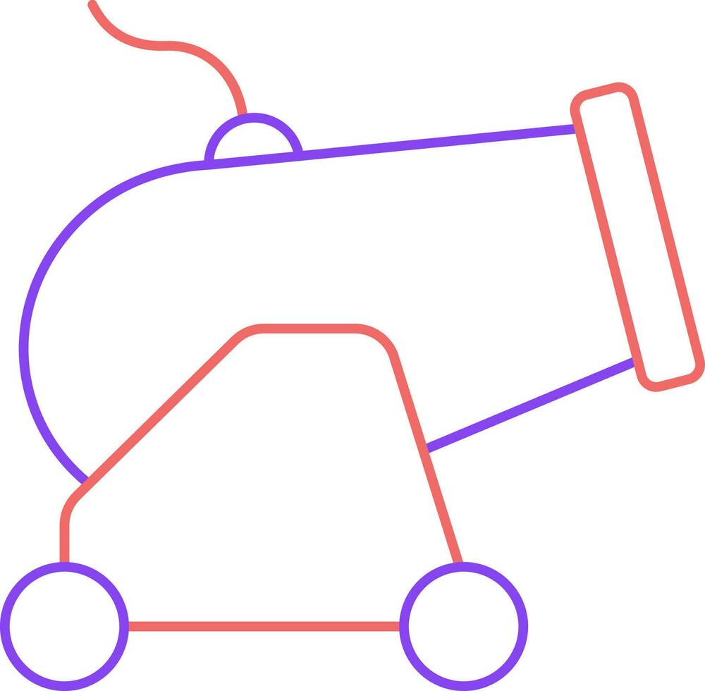 Isolated Cannon Icon In Red And Purple Line Art. vector
