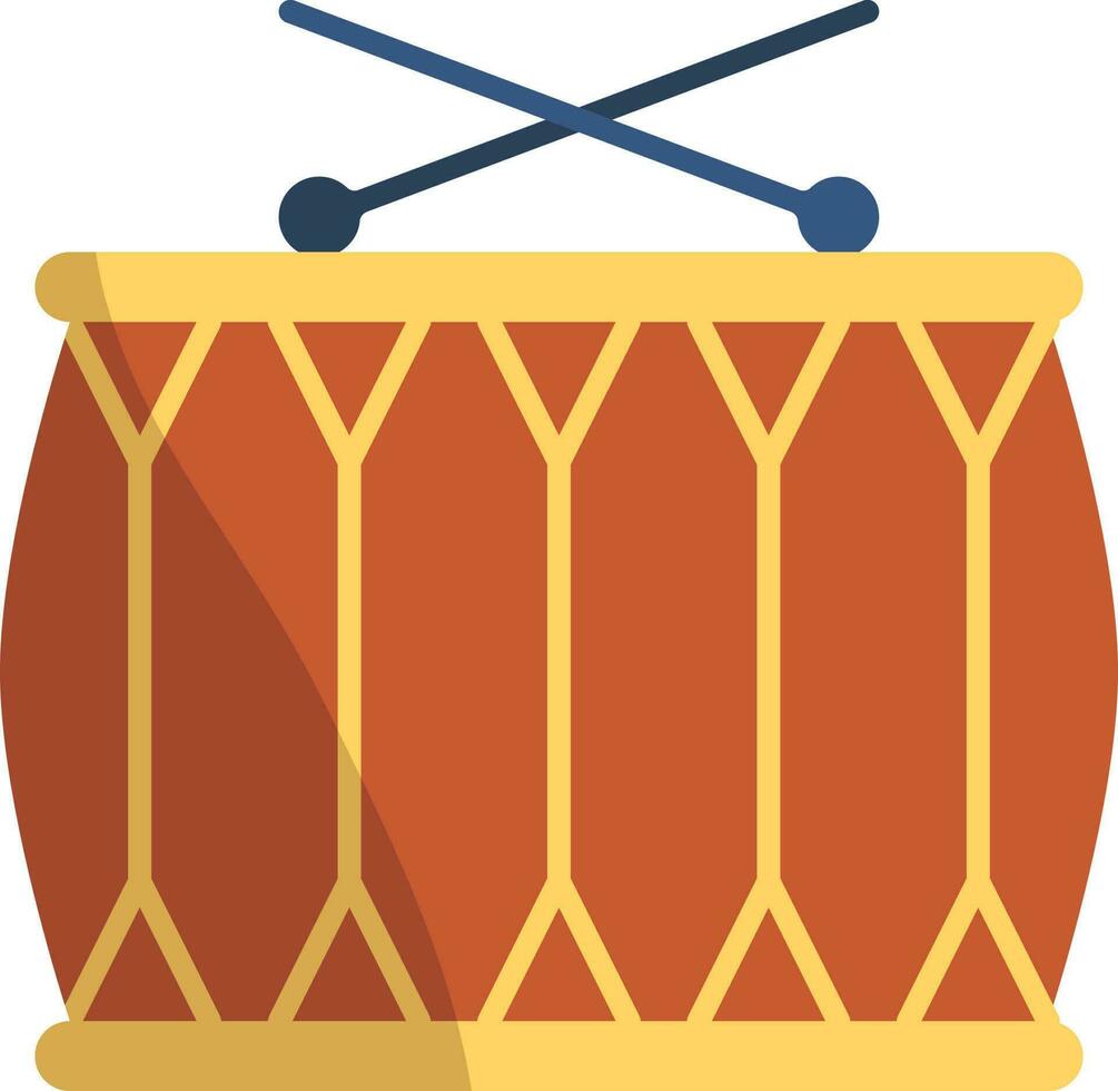 Colorful Snare Drum With Stick Icon In Flat Style. vector