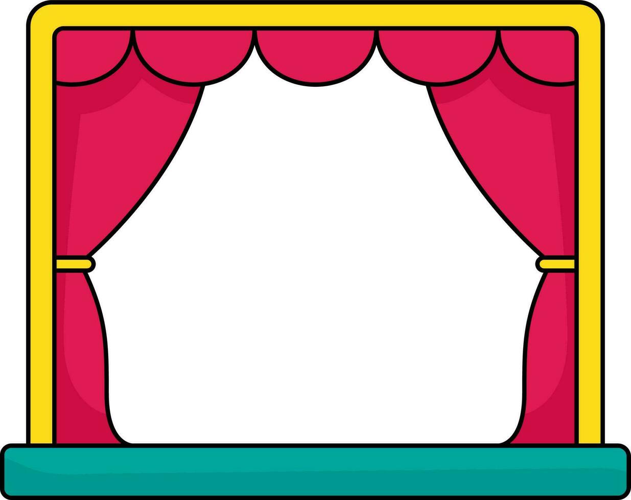 Open Curtain Icon In Red And Yellow Color. vector