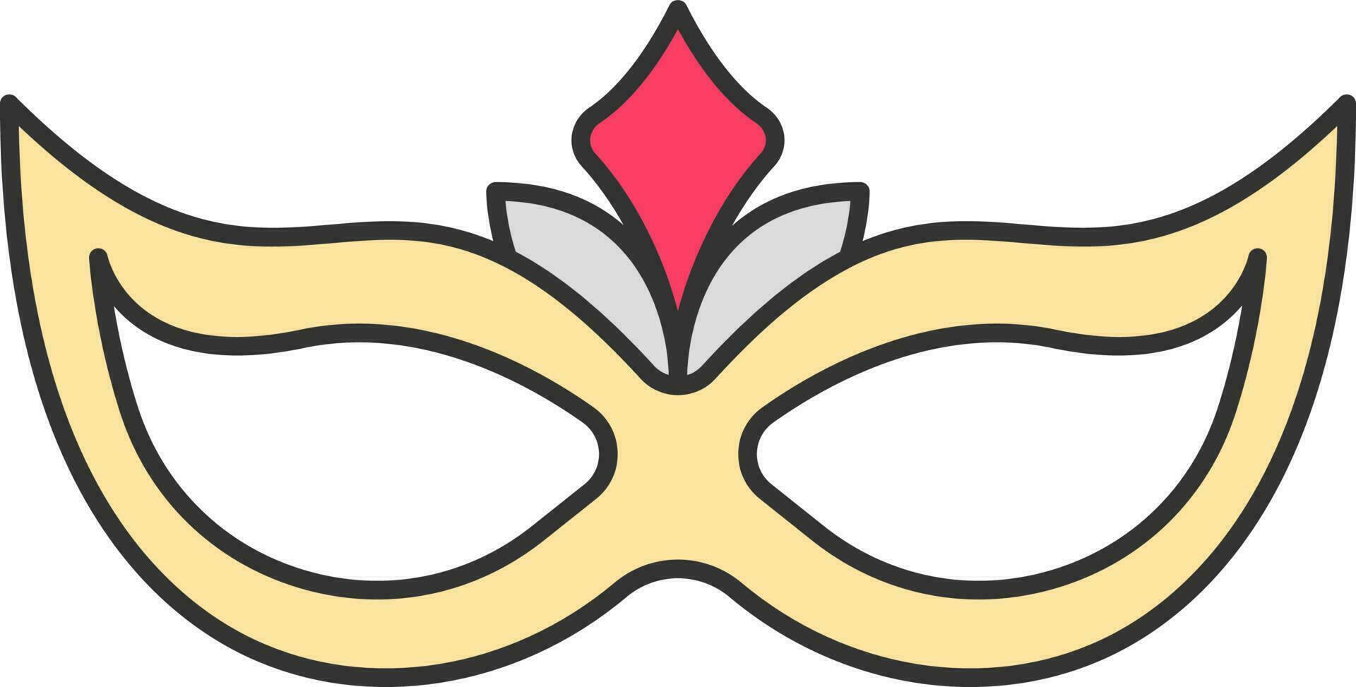 Yellow Party Mask Icon In Flat Style. vector