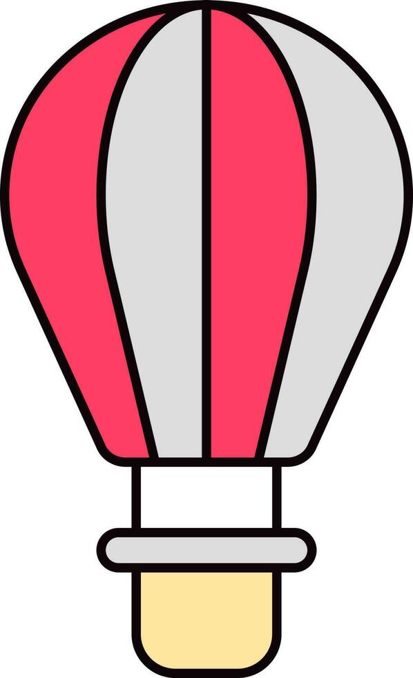 Grey And Pink Hot Air Balloon Flat Icon. vector