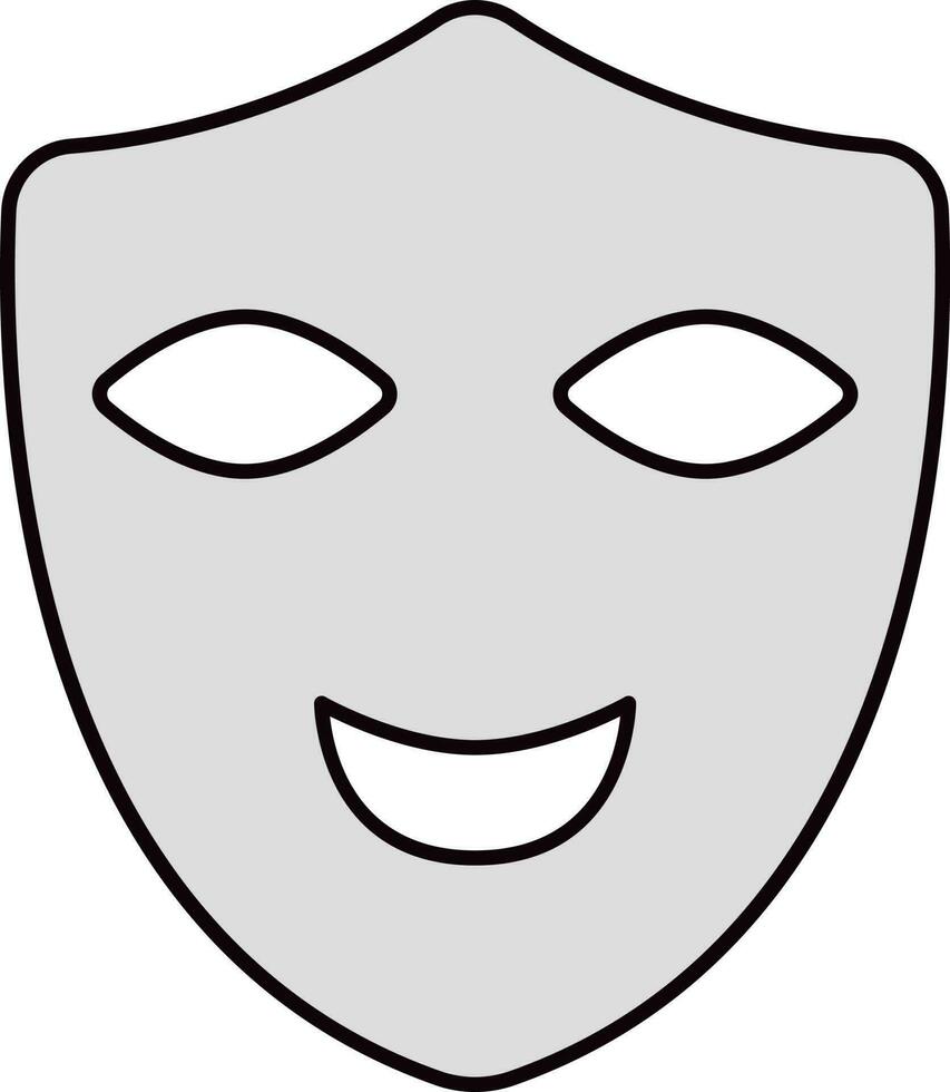 Grey Happy Mask Icon In Flat Style. vector