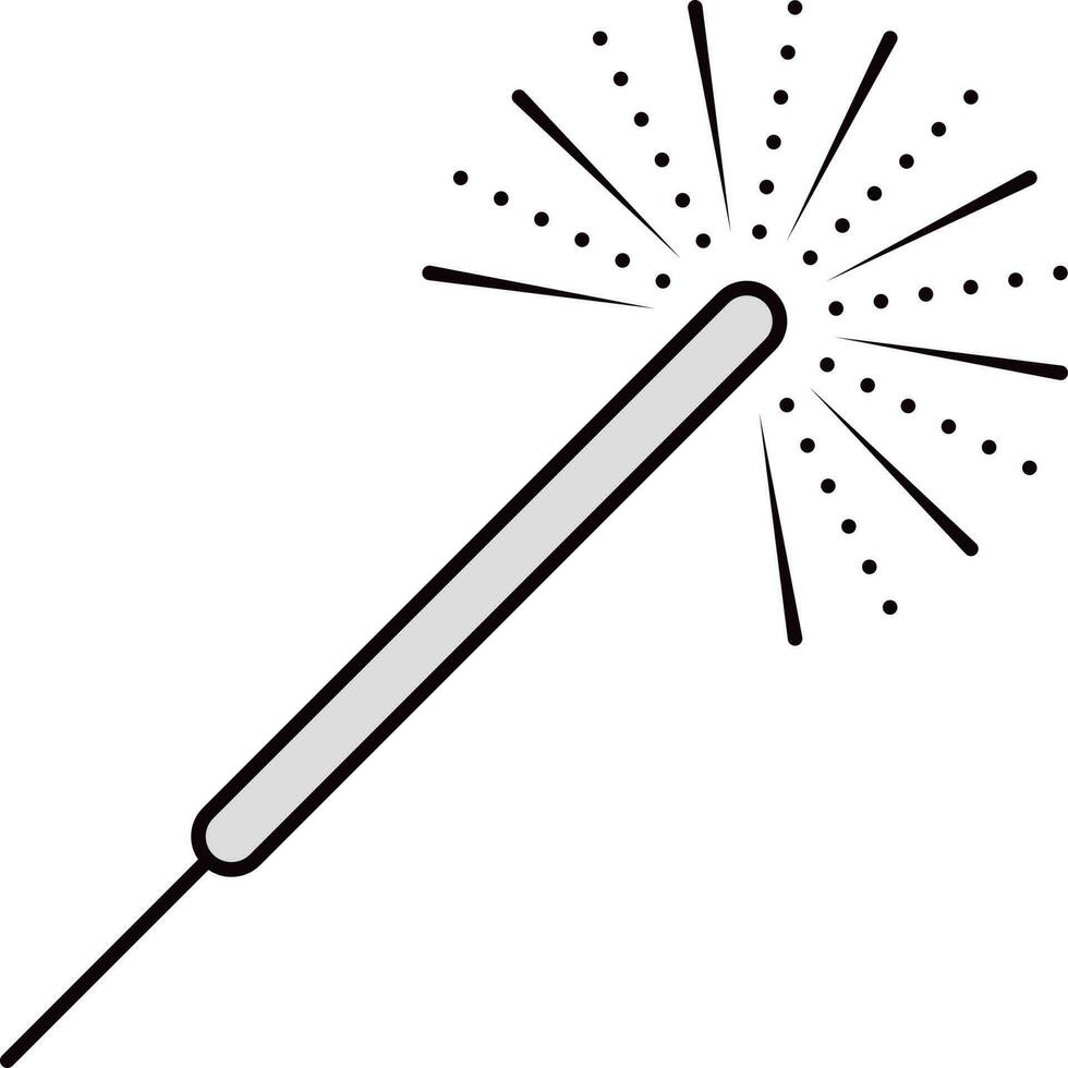 Isolated Burning Sparkling Stick Grey Icon. vector