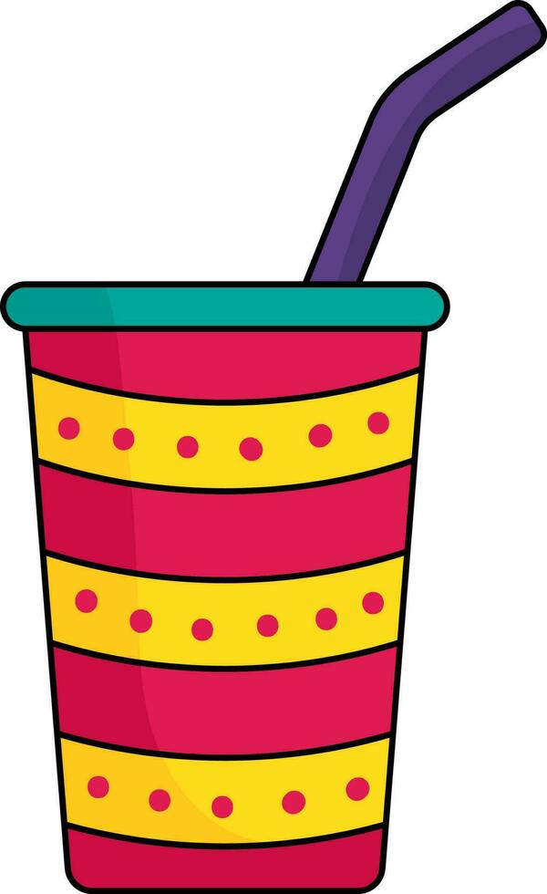 Flat Style Straw In Drink Glass Colorful Icon. vector