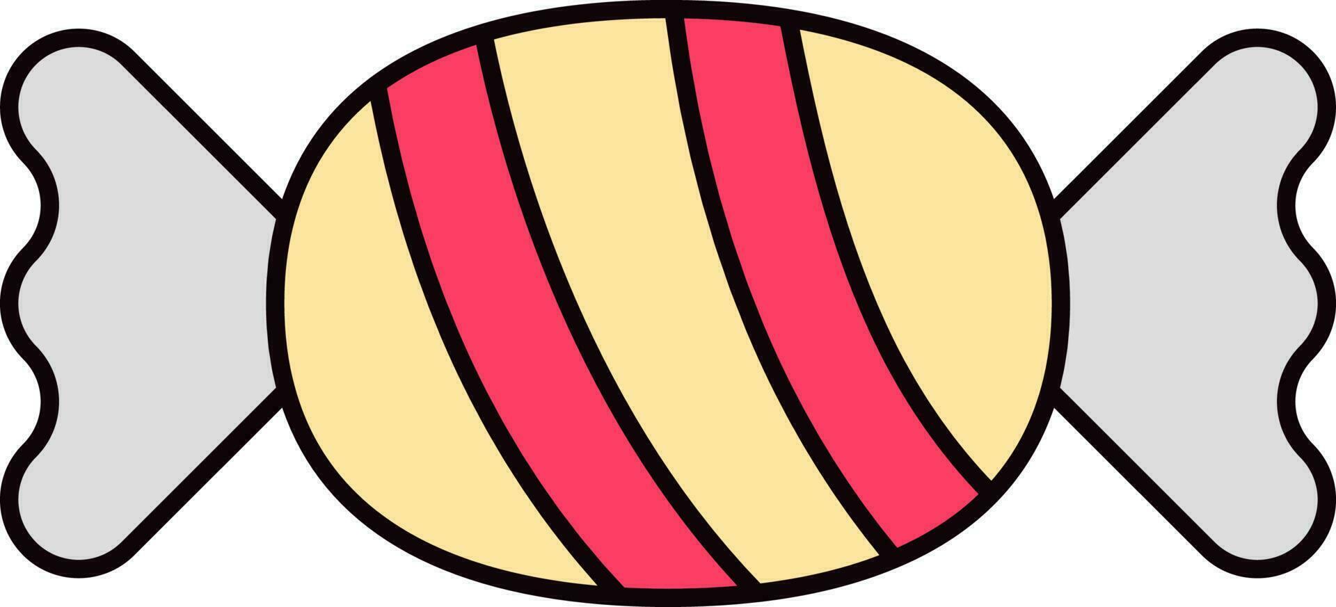 Toffee Or Wrapping Candy Icon In Yellow And Pink Color. vector