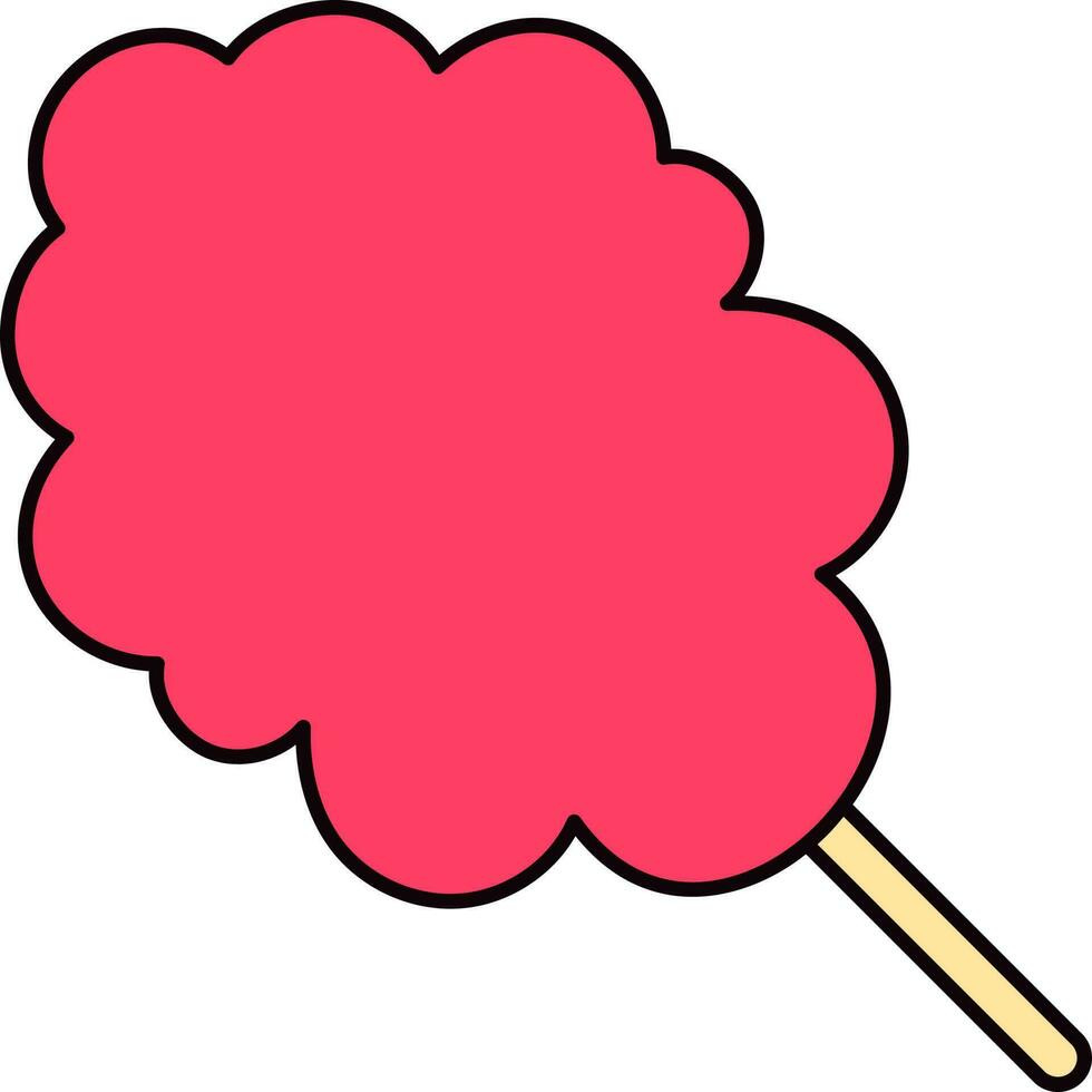 Pink Candy Floss Icon In Flat Style. vector