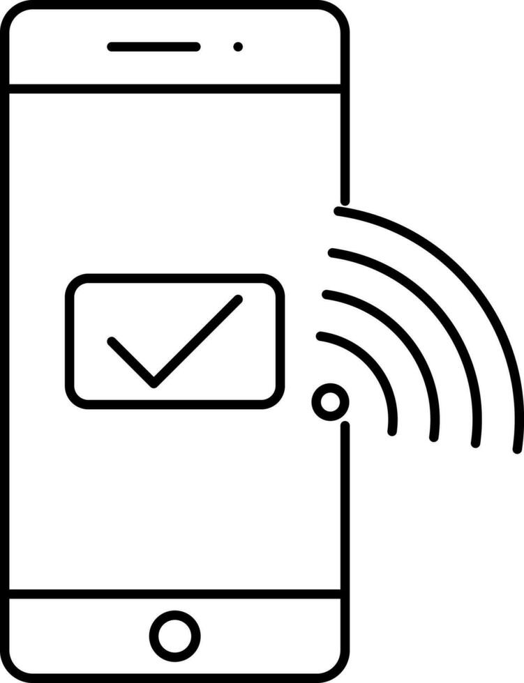 cheque Wifi o punto de acceso en teléfono inteligente pantalla lineal icono. vector