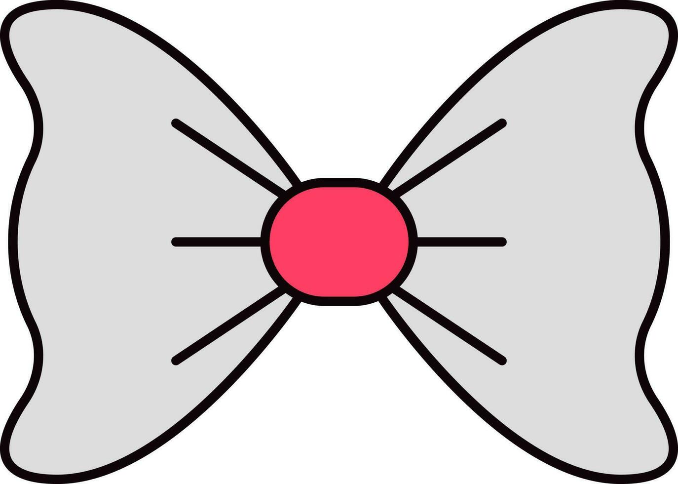 Pink And Grey Bow Icon In Flat style. vector