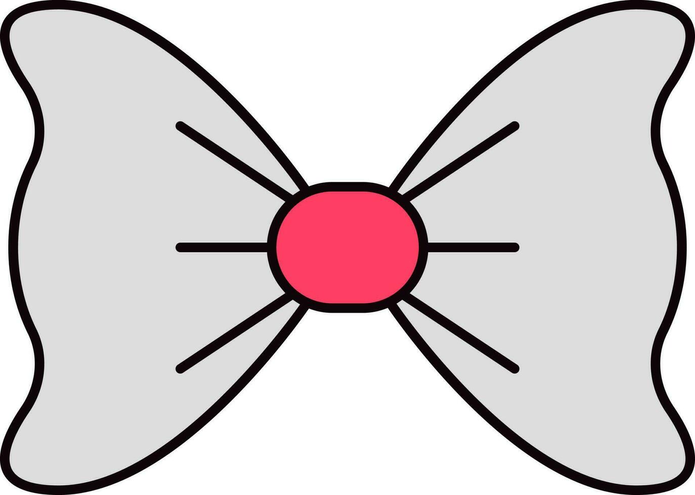 Pink And Grey Bow Icon In Flat style. vector