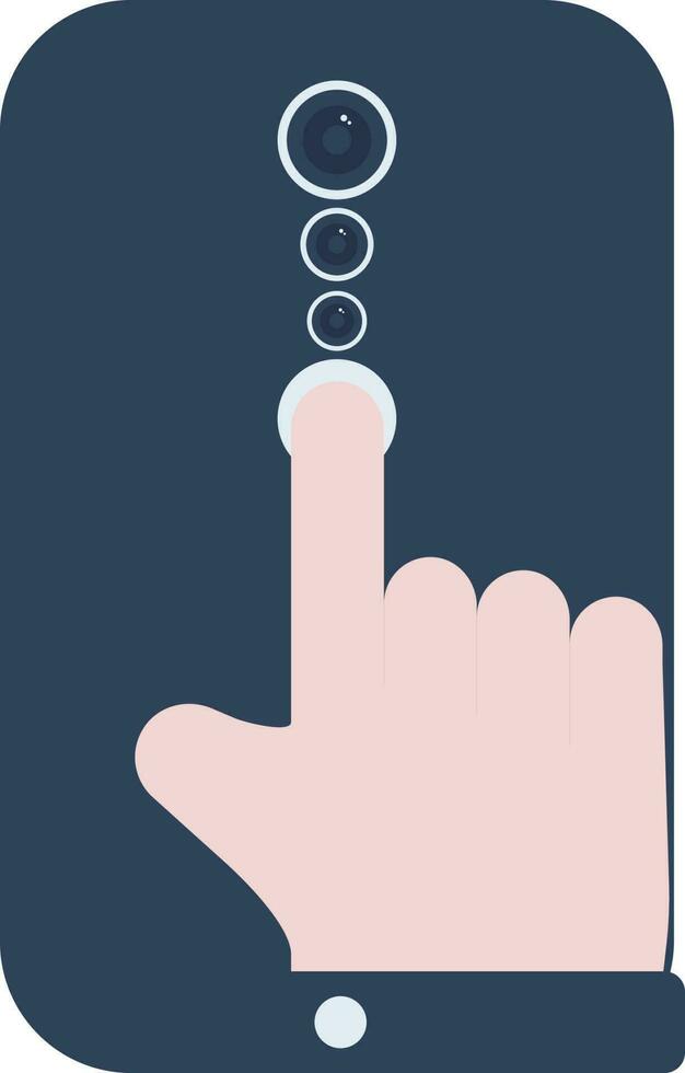 Touching Mobile Back Finger Sensor Blue And Pink Icon. vector