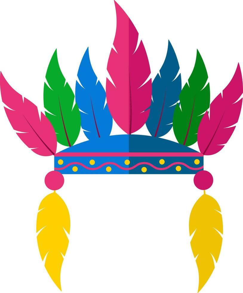 Flat Style Feather Headdress Colorful Icon. vector