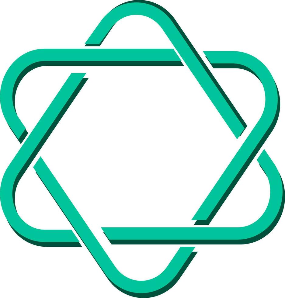 plano estilo hexagrama estrella icono en verde azulado color. vector