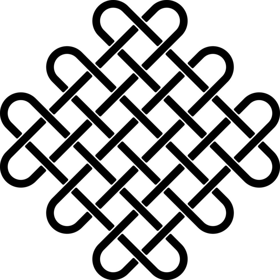 Black Thin Line Art Of Square Celtic Icon. vector