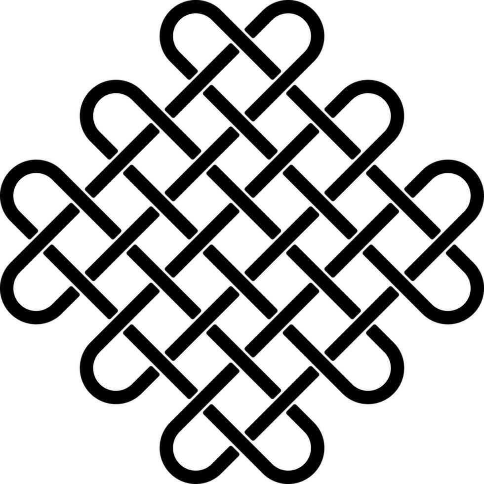 Black Thin Line Art Of Square Celtic Icon. vector