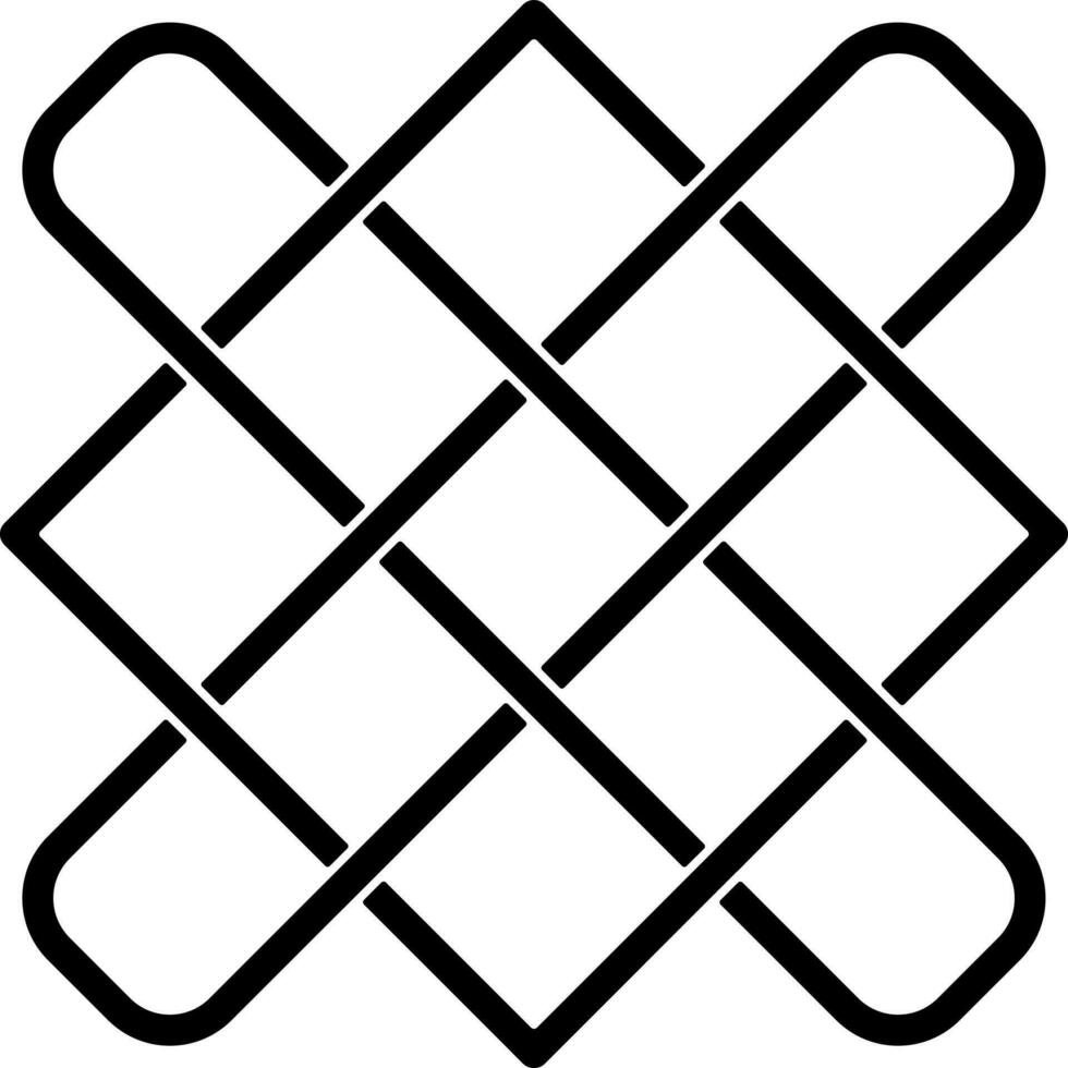 Black Line Art Of Square Celtic Icon. vector