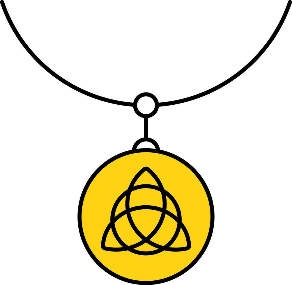 Triquetra Pendant Or Locket Icon In Black And Yellow Color. vector
