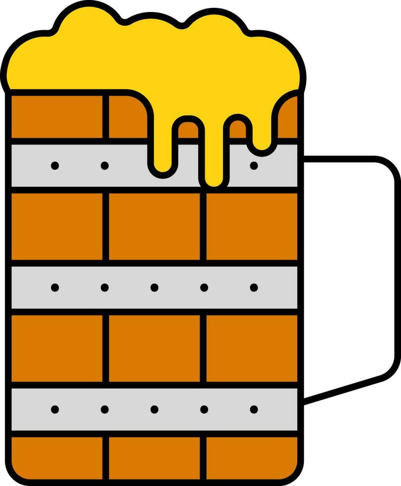 plano estilo adelante cerveza vaso icono en naranja y gris color. vector