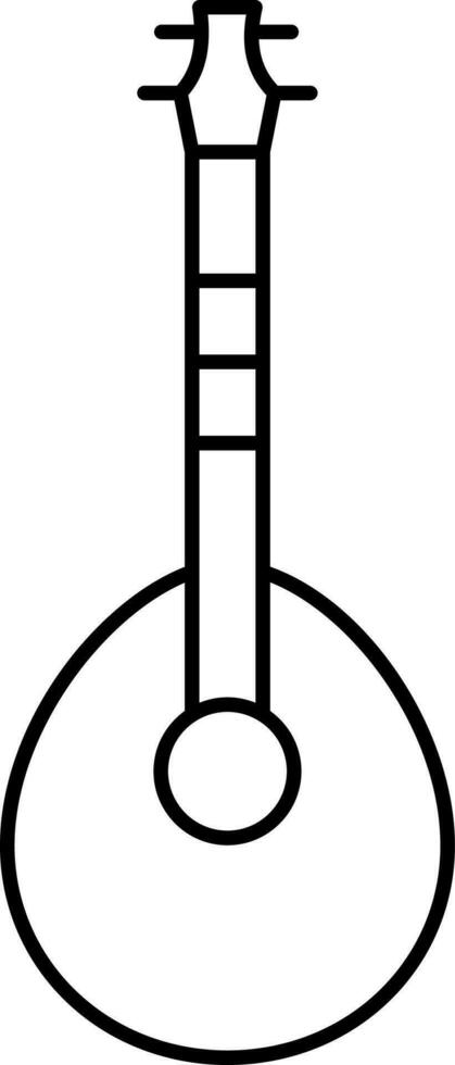 Black Outline Illustration Of Bouzouki Icon. vector