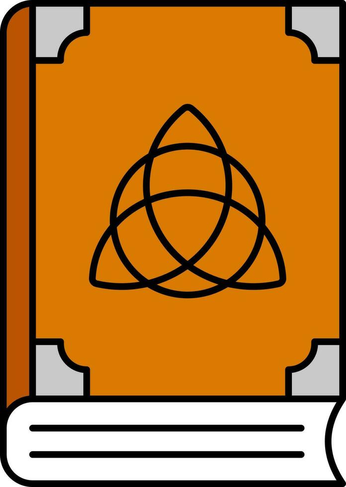 aislado triquetra libro plano icono en naranja y gris color. vector