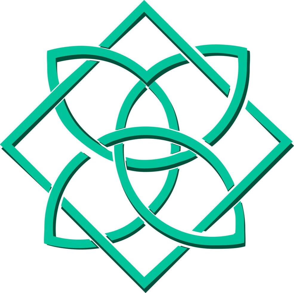 verde azulado cuadrado con triángulo céltico icono en plano estilo. vector