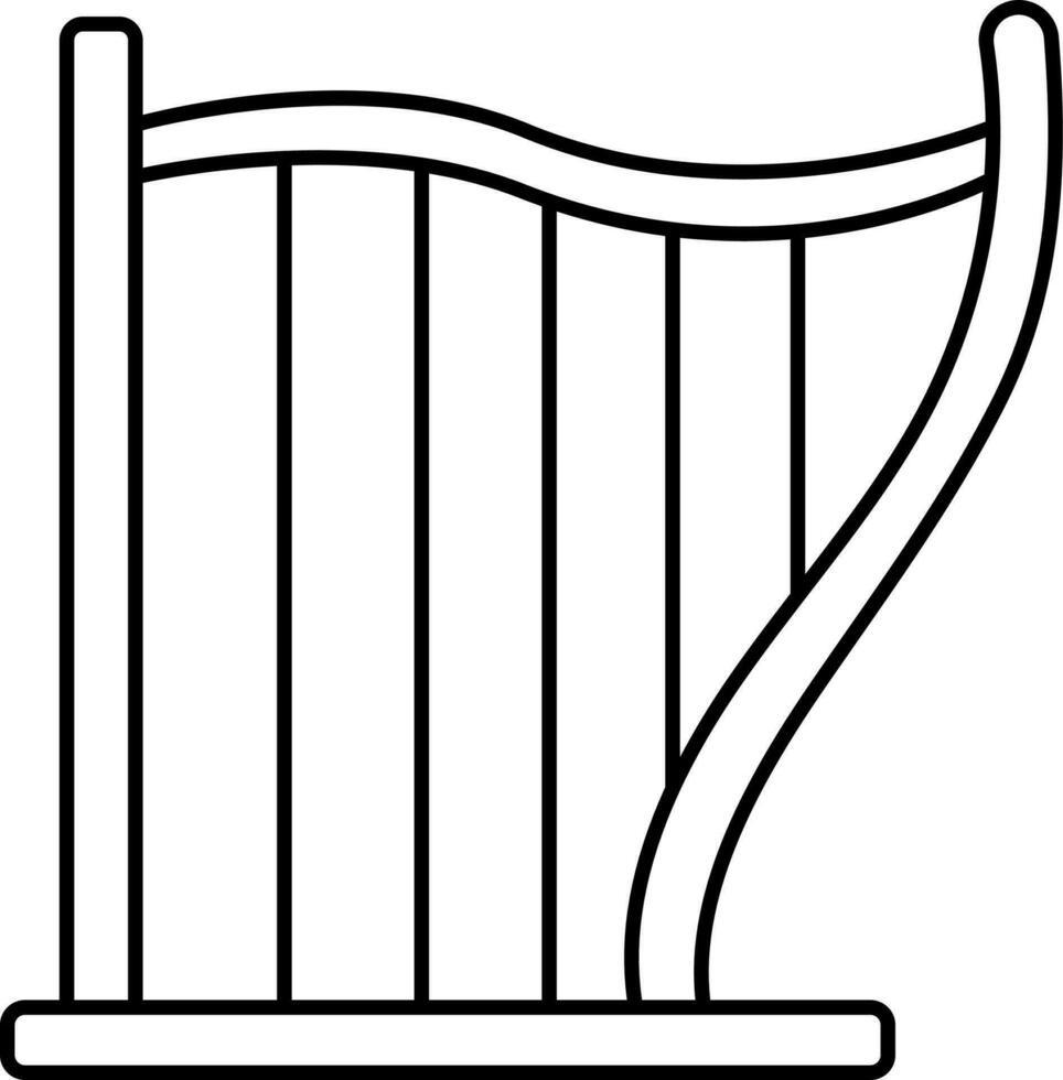 Thin Line Art Illustration Of Harp Icon. vector