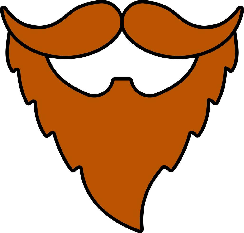 Brown Beard With Mustache Flat Icon. vector