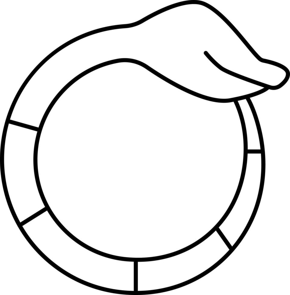 Black Outline Illustration Of Ouroboros Icon. vector