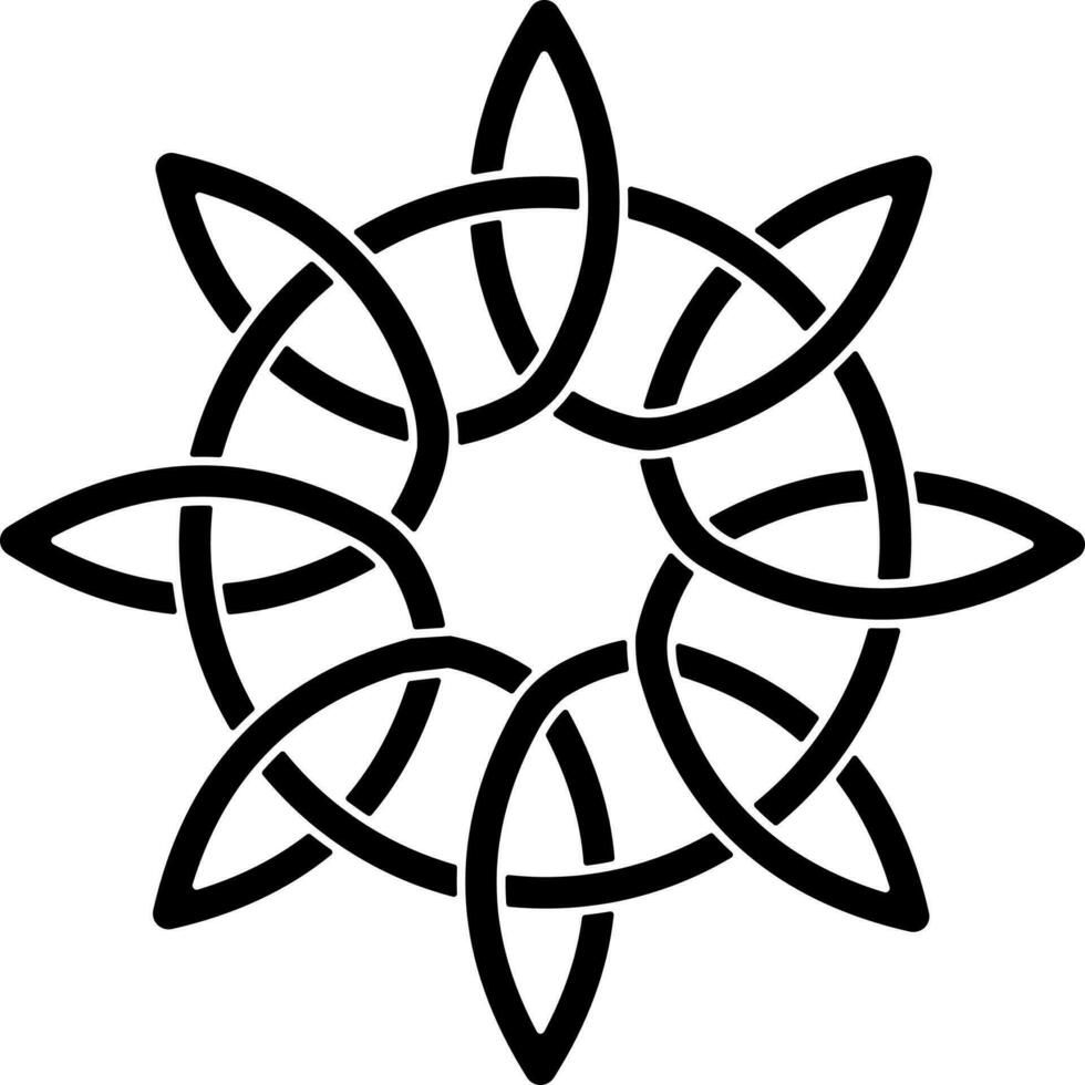 Circle Overlapping Flower Icon In Stroke Style. vector