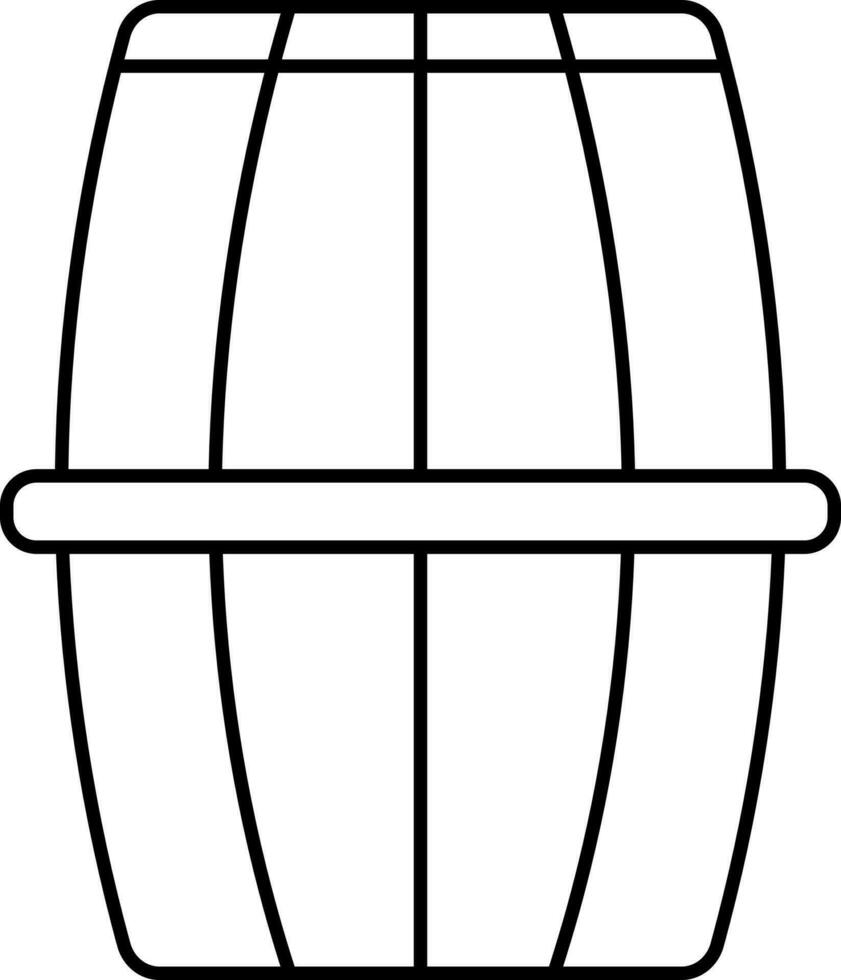 Black Linear Style Wooden Barrel Icon. vector