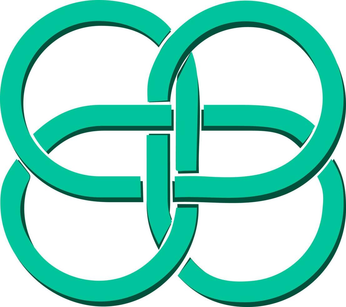 plano ilustración de verde azulado lazo céltico icono. vector