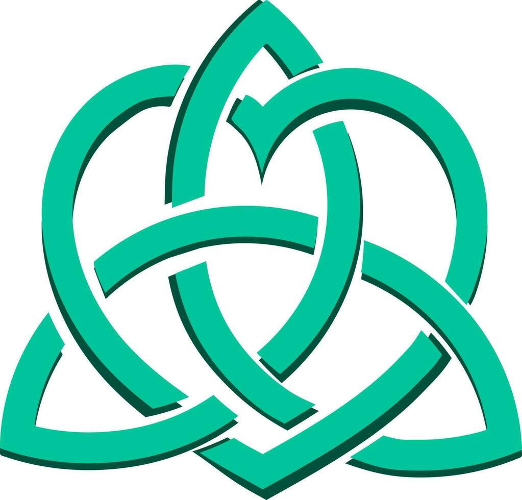 Heart With Triangular Celtic Icon In Teal Color. vector