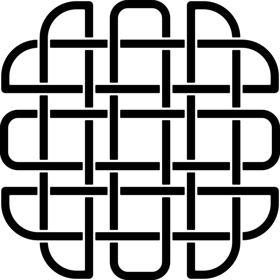 Black Outline Illustration Of Square Celtic Icon. vector