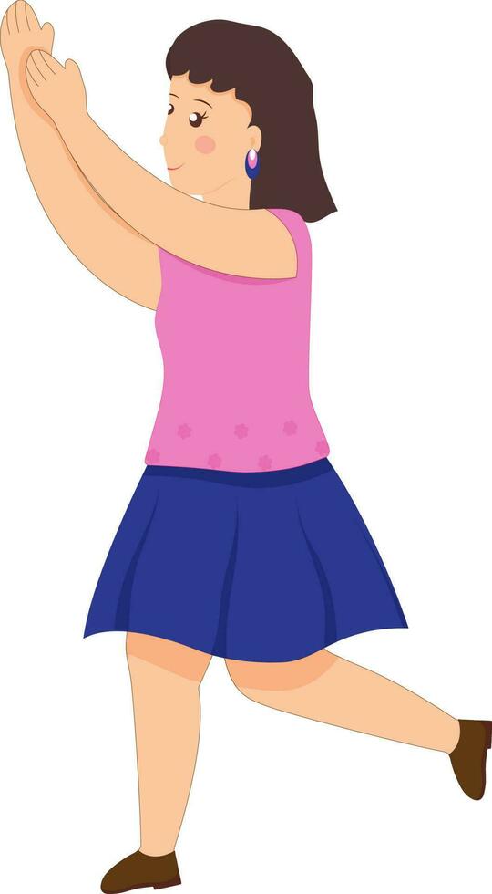 ilustración de hermosa bailando pequeño niña terminado blanco antecedentes. vector