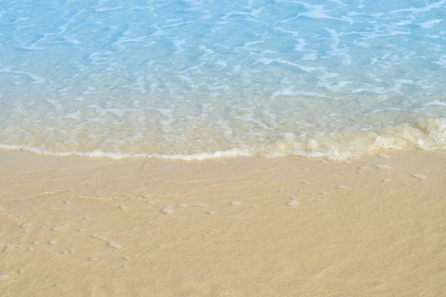 beautiful sandy beach and soft blue ocean wave. summer background concept photo