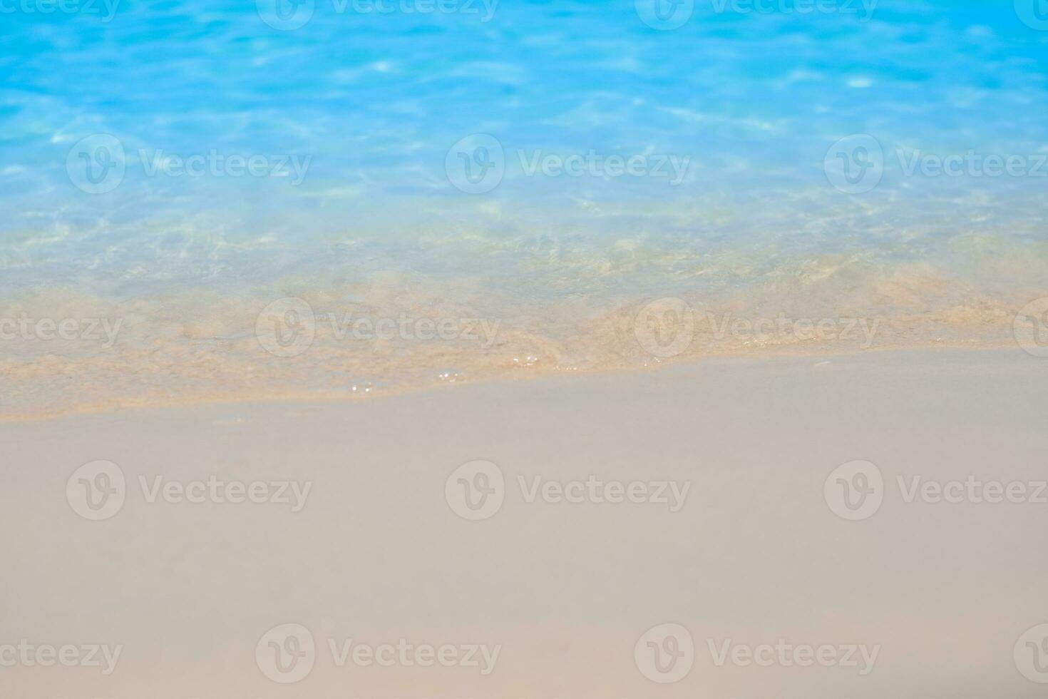 beautiful sandy beach and soft blue ocean wave. summer background concept photo