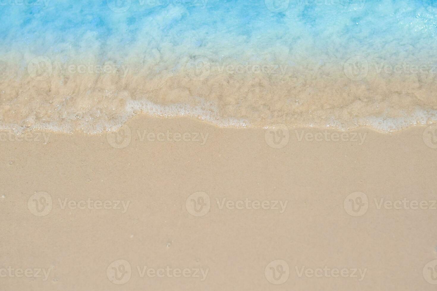 beautiful sandy beach and soft blue ocean wave. summer background concept photo