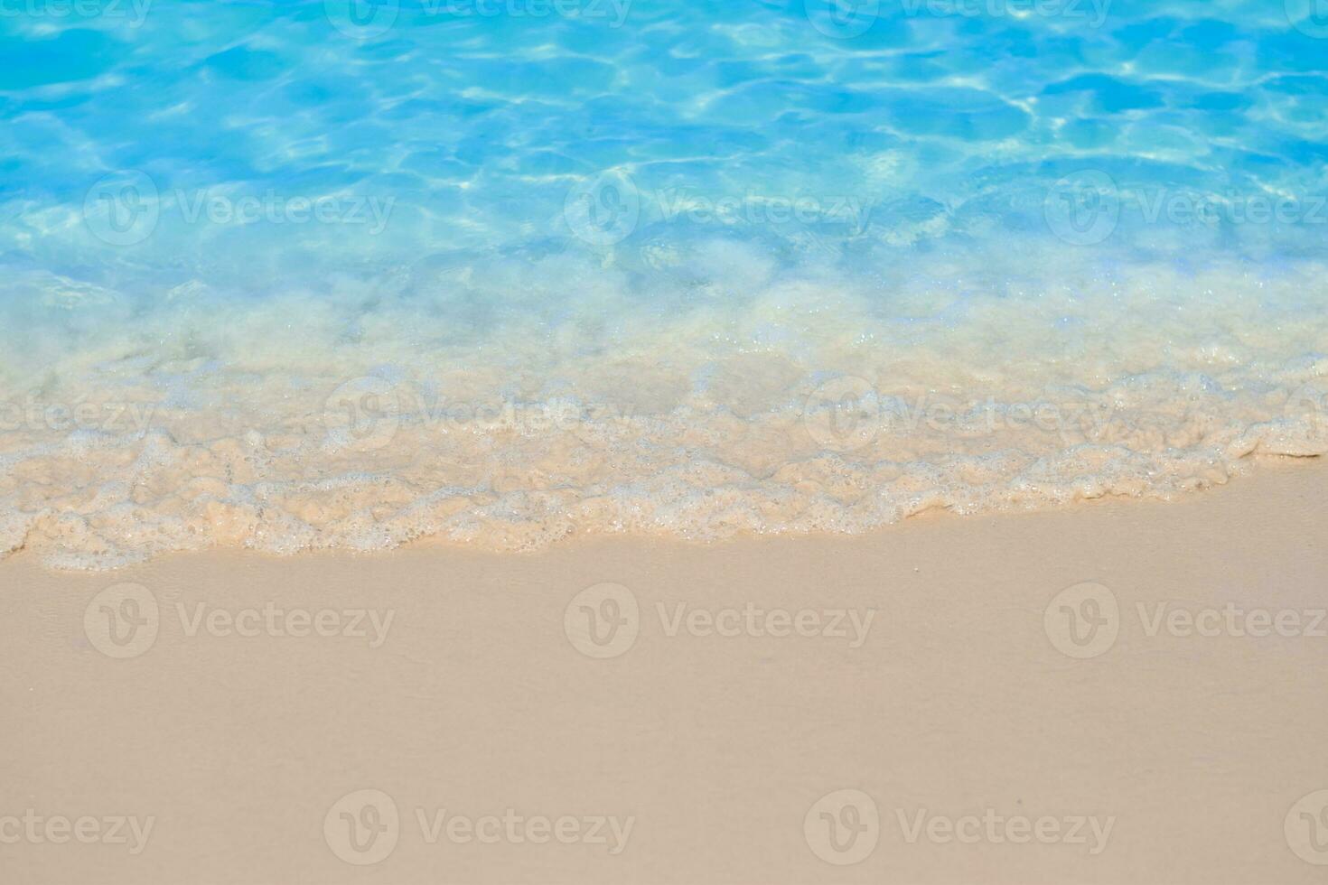 beautiful sandy beach and soft blue ocean wave. summer background concept photo