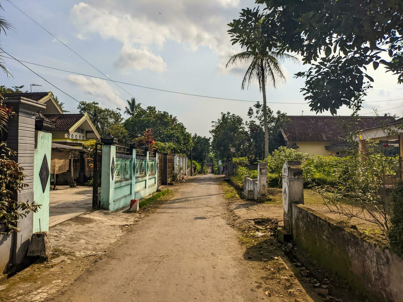 a view of a country road in blitar, indonesia photo