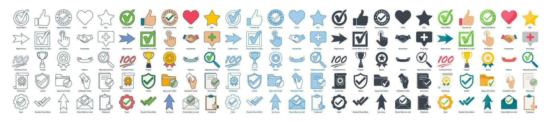 Mega set approve elements icon symbol template for graphic and web design collection. security, approval, certificate, certification, mail and more logo vector illustration