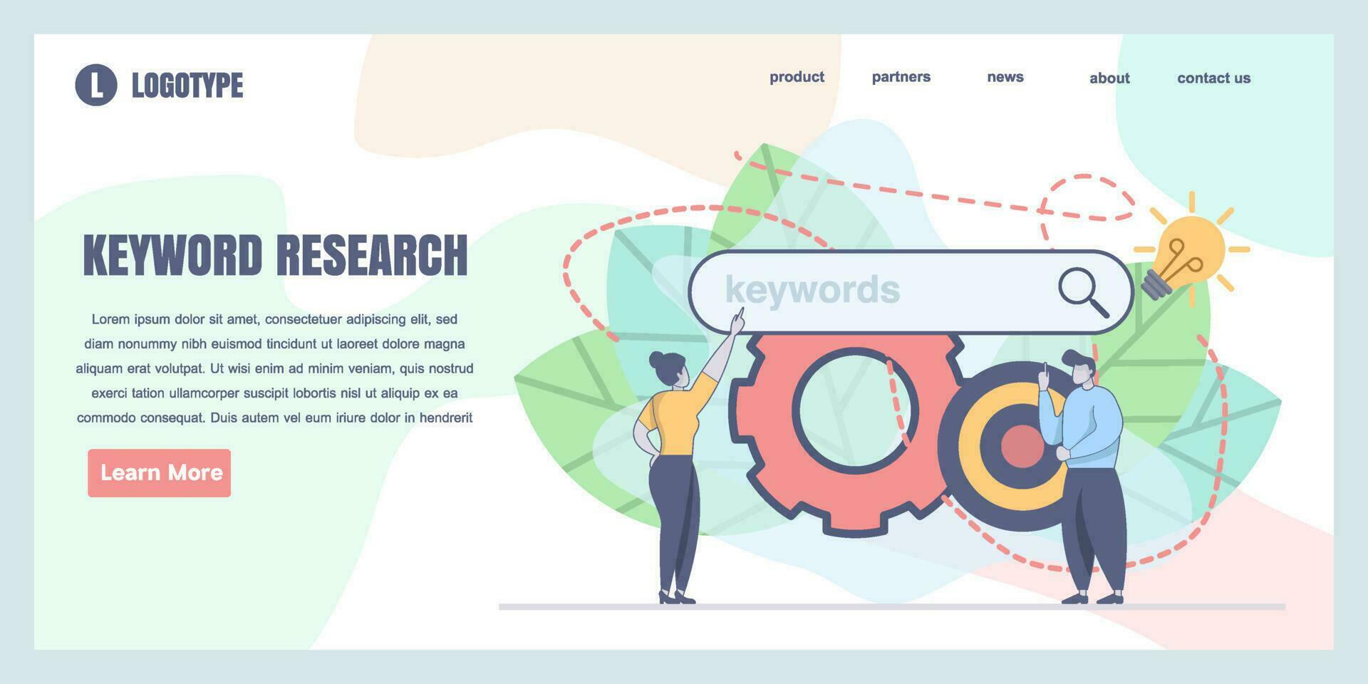 Landing page design templates for Keyword Research concept illustration, perfect for web design, banner, mobile app, landing page, Flat Vector illustration