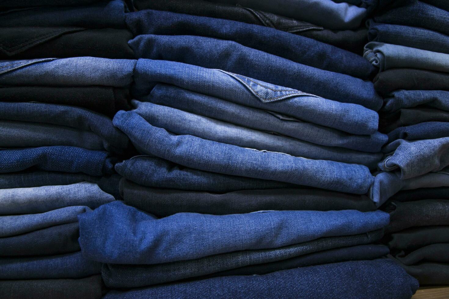 folded blue jeans pant pattern texture can be used as a background wallpaper photo
