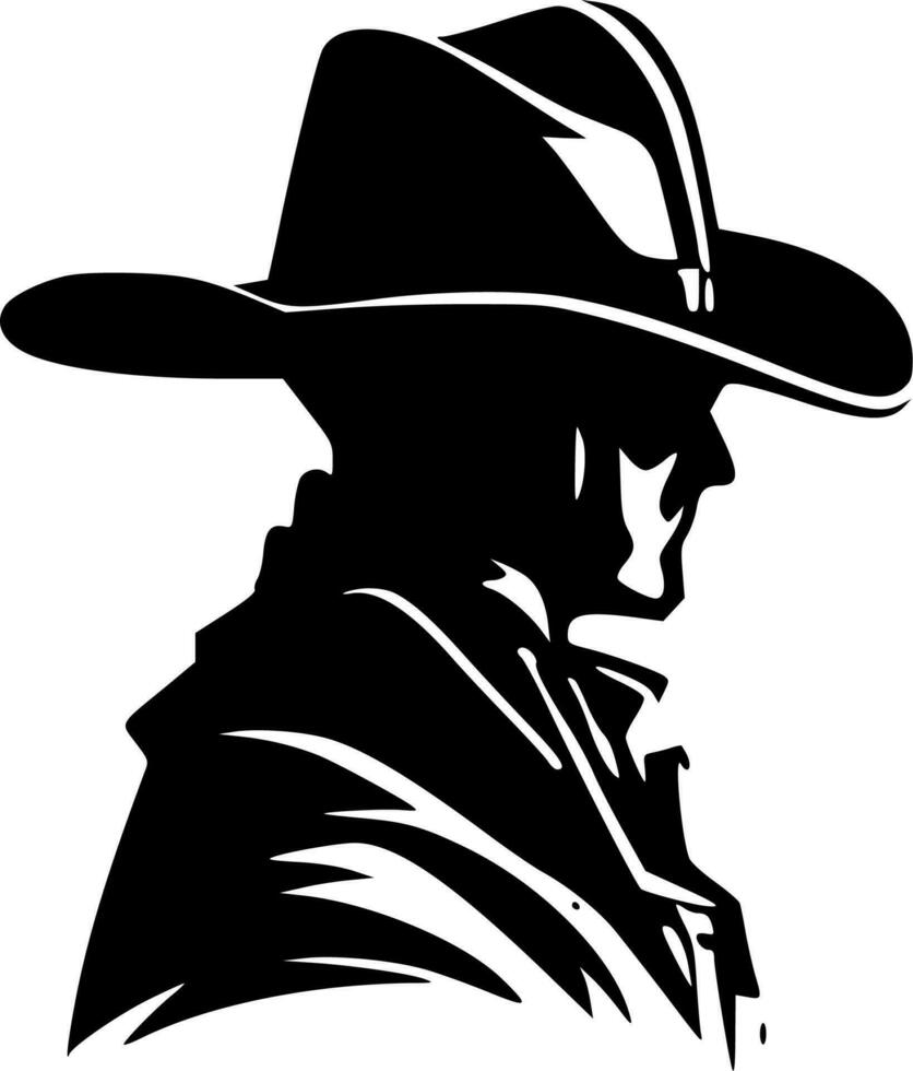Cowboy, Black and White Vector illustration