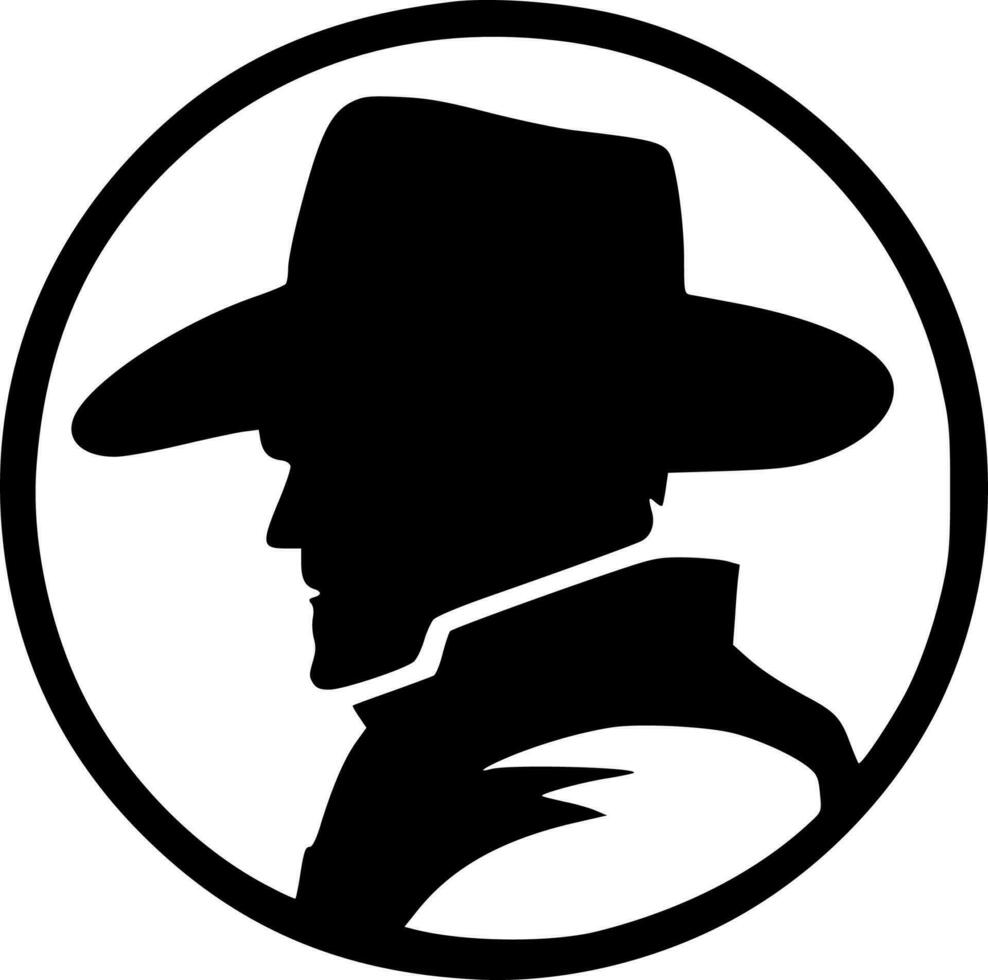 Cowboy, Black and White Vector illustration