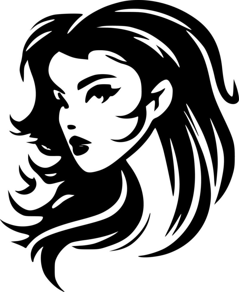 mujer, negro y blanco vector ilustración