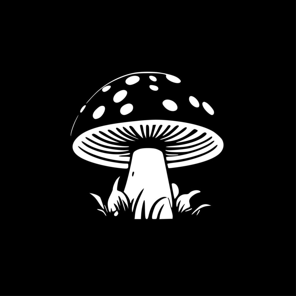 Mushroom, Black and White Vector illustration