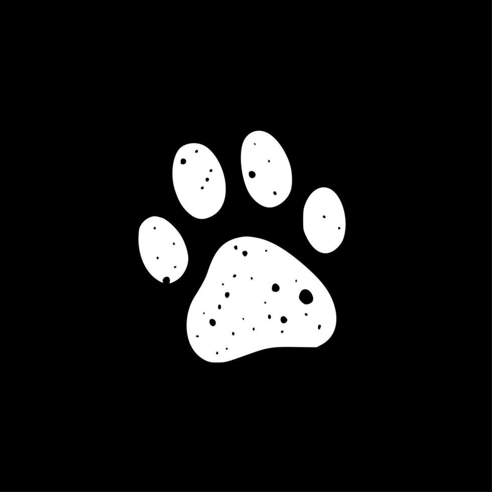 Paw Print - Black and White Isolated Icon - Vector illustration