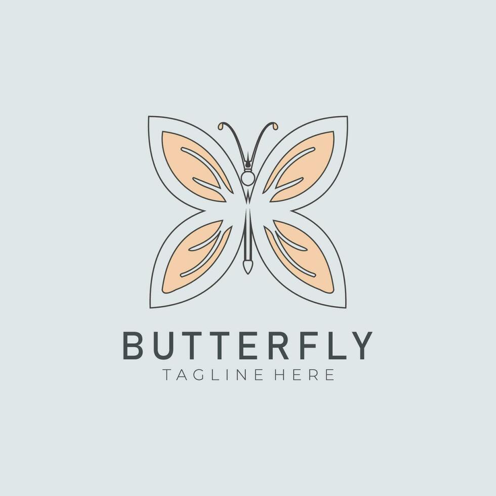 mariposa logo geométrico diseño resumen vector modelo lineal estilo icono