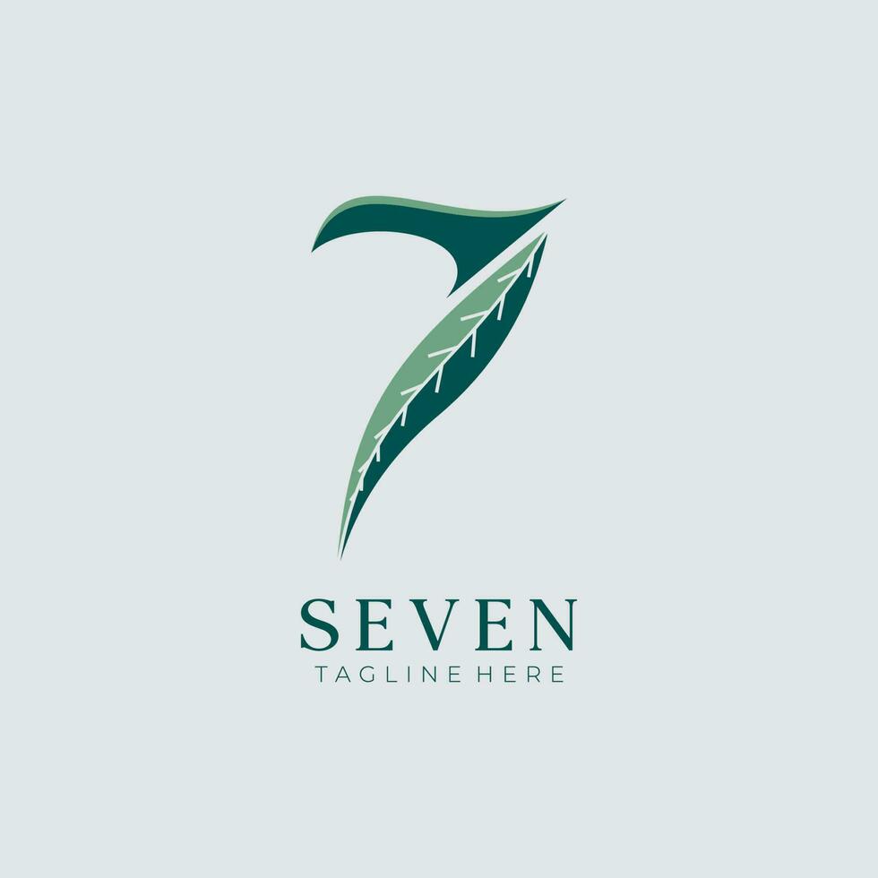 Creative modern initial seven leaf logo symbol template vector